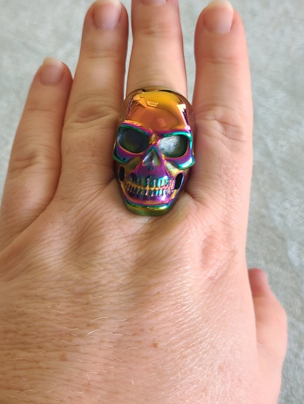 Iridescent Rainbow Skull Ring
